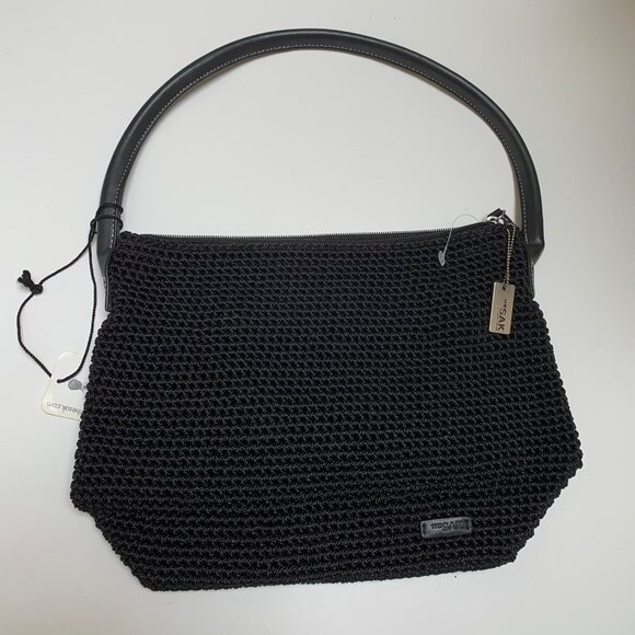 BNWT Vintage The Sak Black Handmade Knit Shoulder Bag - Picture 1 of 4